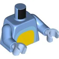 Torso, Bright Liht Blue/Yellow Chest, Black with White Spots Tail/Spot on Back print, Medium Blue Arms, Bright Light Blue Hands