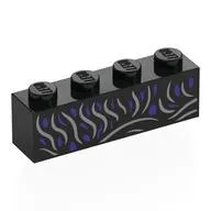 Brick 1 x 4 with Dress, Silver/Dark Purple Decorations print