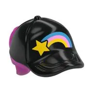 Hair and Hat / Cap, Ponytail Dark Pink Pattern and Star, Rainbow Print