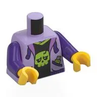 Torso, Jacket, Dark Purple Pockets, Laces, Black Shirt with Lime Skull print, Dark Purple Arms, Yellow Hands