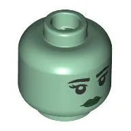 Minifig Head Black Eyebrows, Dark Green Lips, Neutral