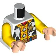 Torso Vest with Black Spots, Yellow Shirt with Red Stripes, Sheriff Badge, Belt Print, Yellow Arms, Light Nougat Hands