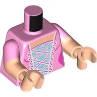 Torso, Dress, Dark Pink Laces, White/Medium Blue Frills Front print, Dual Molded Arms with Bright Pink Sleeves Pattern, Light Nougat Arms and Hands