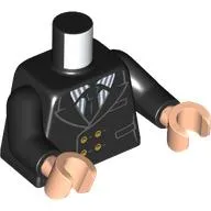 Torso, Suit, Jacket, Black Tie, White/Dark Bluish Grey Striped Shirt print, Black Arms, Light Nougat Hands
