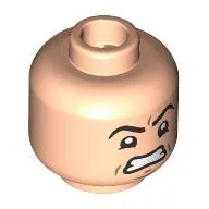 Minifig Head Peter Parker, Black Eyebrows, Open Mouth Smile, Raised Eyebrow / Angry Scowl