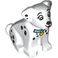 Animal, Dog Sitting with Black Spots, Medium Azure Collar, Yellow Pendant (Dalmatian) print