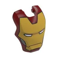 Headwear Accessory Visor Top Hinge with Gold Ironman Mask, White Eyes print