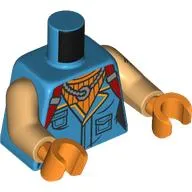 Torso, Jacket, Yellow Trim, Silver Necklace, Orange Shirt, Red Straps print, Warm Tan Arms, Bright Light Orange Hands