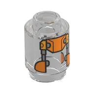 Brick Round 1 x 1 Open Stud with Orange Panels (RJ-83) Print