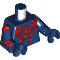 Torso, Dark Red Spider, Yellow Circuitry, Blue Muscles, Dots, Dark Red Webbings on Arms print, Dark Blue Arms and Hands