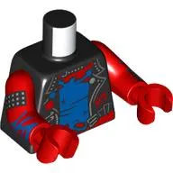 Torso, Jacket, Silver Pins, Zipper, Blue/Red Torn Spider Suit, Silver Spider with 'FNSM' on Back, Black Cufflinks with Silver Spikes, Blue Webbings on Arms print, Red Arms and Hands