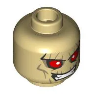 Minifig Head Hobgoblin, Dark Tan Lines, Big Red Eyes, Sharp Teeth, Mean Grin / Open Mouth, Raised Eyebrow