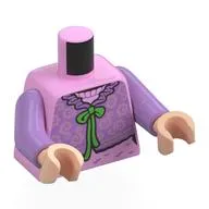 Torso, Sweater, Medium Lavender Throwover, Bright Green Laces print, Medium Lavender Arms, Light Nougat Hands