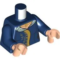 Torso, Dress, White Collar, Gold Decorations, Stripes, Necklace print, Dark Blue Arms, Light Nougat Hands