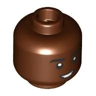 Minifig Head Lucas Sinclair, Black Eyebrows, Open Mouth Crooked Smile / Scowl