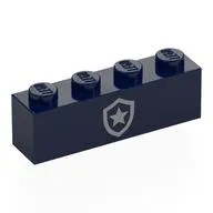 Brick 1 x 4 with Silver Police Badge print