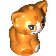 Animal, Cat, Kitten Sitting with White Face, White/Dark Orange Spots, Bright Pink Nose print