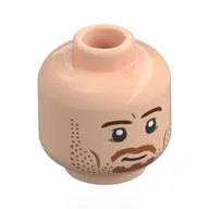 Minifig Head Faramir, Dark Orange Eyebrows, Orange Moustache, Beard, Cheek Lines, Lopsided Smile / Angry Scowl