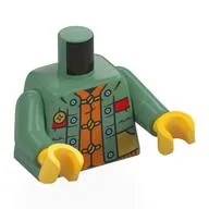 Torso, Plaid Shirt, Buttons, Red Panels, Dark Orange Shirt, Laced print, Sand Green Arms, Yellow Hands