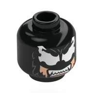 Minifig Head Wolverine, Venomized, White Spider Eyes, Sharp Teeth / Light Nougat Face, Black Eyebrows, Stubbles