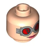 Minifig Head Doc Ock, Silver Goggles, Red Glasses, Peach Lip