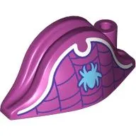 Hat Pirate Bicorne (Admiral) with Bright Light Blue Spider, Dark Purple Webbing, White Border print