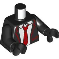 Torso, Suit Jacket, Red Trim, Tie, White Shirt print, Black Arms and Hands
