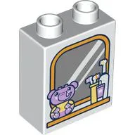 Duplo Brick 1 x 2 x 2 with Bottom Tube, Mirror, Toothbrush, Duplo Elephant Print