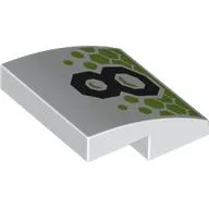 Slope Curved 2 x 2 x 2/3 with Black '8', Lime Octagons print