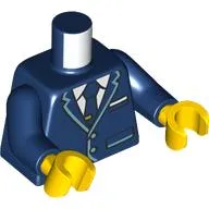 Torso, Pilot Uniform, Sand Green Trim, Dark Blue Tie, White Shirt print, Dark Blue Arms, Yellow Hands
