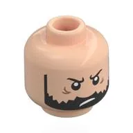 Minifig Head Captain Haddock, Black Eyebrows, Beard, Crow's Feet, Angry / Annoyed