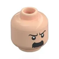 Minifig Head Thompson, Black Eyebrows, Thick Moustache Rounded, Angry / Smile, Closed Eyes