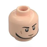 Minifig Head Imperial Remnants Shuttle Pilot, Black Eyebrows, Strap, Cheek Lines, Neutral / Angry