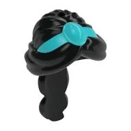 Hair Long with Hole on Top - Ponytail Braided with 2 Bands with Medium Azure Tiara Pattern