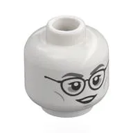 Minifig Head Moaning Myrtle, Dark Bluish Grey Eyebrows, Silver Glasses, Black Lips, Neutral / Crying