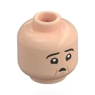 Minifig Head Vincent Crabbe / Ron Weasley, Dark Orange Eyebrows, Freckles, Smile, Black Eyebrows, Cheek Lines, Small Mouth
