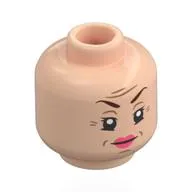 Minifig Head Dolores Umbridge, Reddish Brown Eyebrows, Coral Lips, Wrinkles