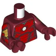 Torso, Iron Man Mark 3 Armor, Red Chest, Round Arc Reactor print, Dark Red Arms and Hands
