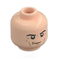 Minifig Head Alan Grant, Black Eyebrows, Nougat Lines, Lopsided Smile