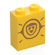 Brick 1 x 2 x 2 with Dark Tan Skye Symbol print