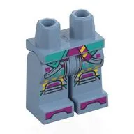 Hips and Sand Blue Legs with Dark Turquoise Coat Tails, Dark Pink Kneepads, Toes, Yellow Squares Print
