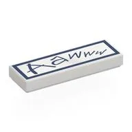 Tile 1 x 3 with Dark Blue Scribbled 'Aawww', Border Print