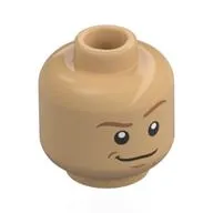 Minifig Head Prince Charming, Nougat Eyebrows, Chin Dimple, Crooked Smile, Raised Eyebrow / Angry Scowl