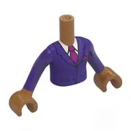 Minidoll Torso Girl with Medium Nougat Arms and Hands with Dark Purple Jacket, White Shirt, Magenta Tie print