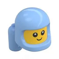 Minifig Head Special, Baby with Helmet and Airtanks, Yellow Head Pattern, Face with White Pupils Print