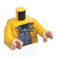 Torso, Rain Coat, Jurassic Park Logo on Back, Sand Blue Jacket, Dark Blue Shirt, ID Badge print, Yellow Arms, Light Nougat Hands