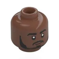 Minifig Head Lewis Hamilton, Black Eyebrows, Beard, Moustache, Closed Mouth Smile