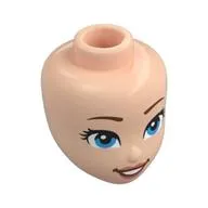 Minidoll Head, Dark Brown Eyebrows, Azure Eyes, Peach Lips, Open Mouth Smile