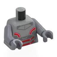 Torso, Ultron Armor Paneling, Red/Metal Pink Markings Print, Flat Silver Arms, Light Bluish Gray Hands