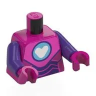 Torso, Iron Heart Armor, Dark Pink/Dark Purple Armor, Medium Azure Arc Reactor, White Heart Print, Dark Purple Arms, Magenta Hands